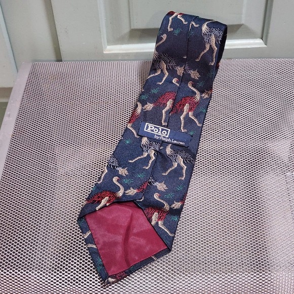 Vintage Polo Ralph Lauren “ALL OVER PONY” Hand Made In USA  VTG Polo Ralph Lauren PRL Ostrich Animal Bird Mens Necktie Silk Hand‎ Made USA